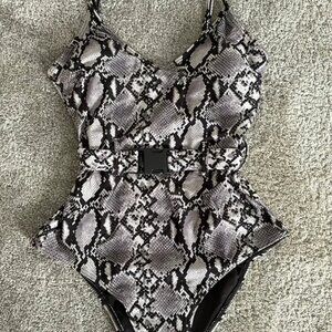 New Look Snake Print Belted Swimsuit- Size 10